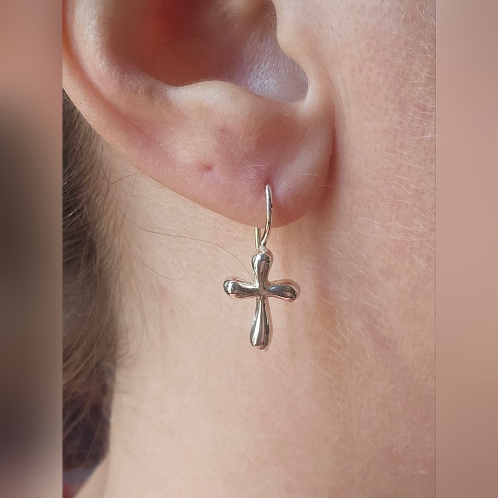 Sterling silver cross earrings
